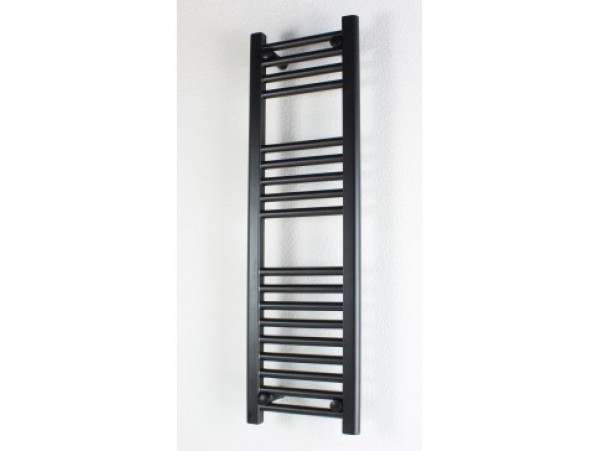 300mm Wide 1200mm High Flat Black Towel Radiator