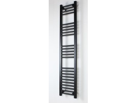 300mm Wide 1400mm High Flat Black Towel Radiator