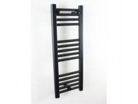 300mm Wide 800mm High Flat Black Towel Radiator