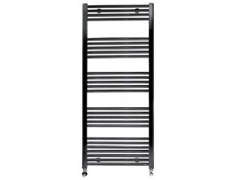 450mm Wide 1600mm High Flat Black Towel Radiator