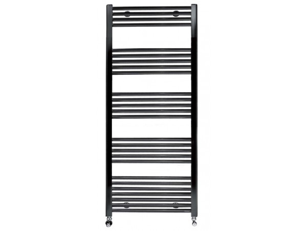 600mm Wide 1800mm High Towel Radiator In Black Straight