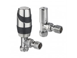 Black Angled Designer Radiator Valves Pair 15MM