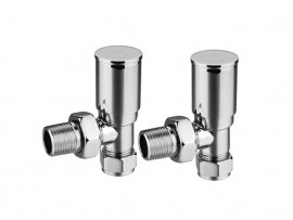 Chrome Radiator Minimalist Valves Angled Pair