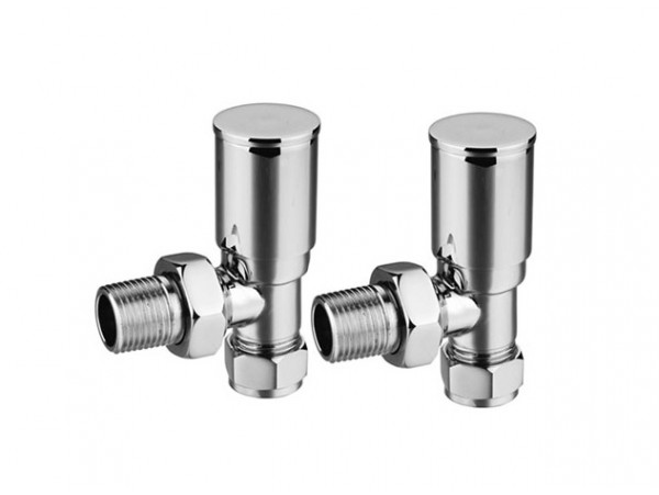 Chrome Radiator Minimalist Valves Angled Pair