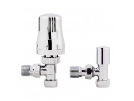 Thermostatic Radiator TRV Valve Angled Chrome pair